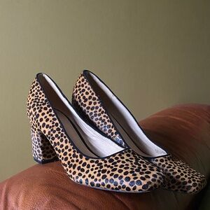 anthropologie animal print speckled heels